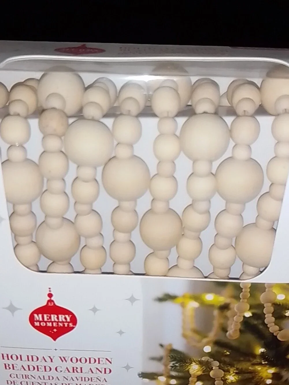 Natural Wooden Beaded Garland - Cream